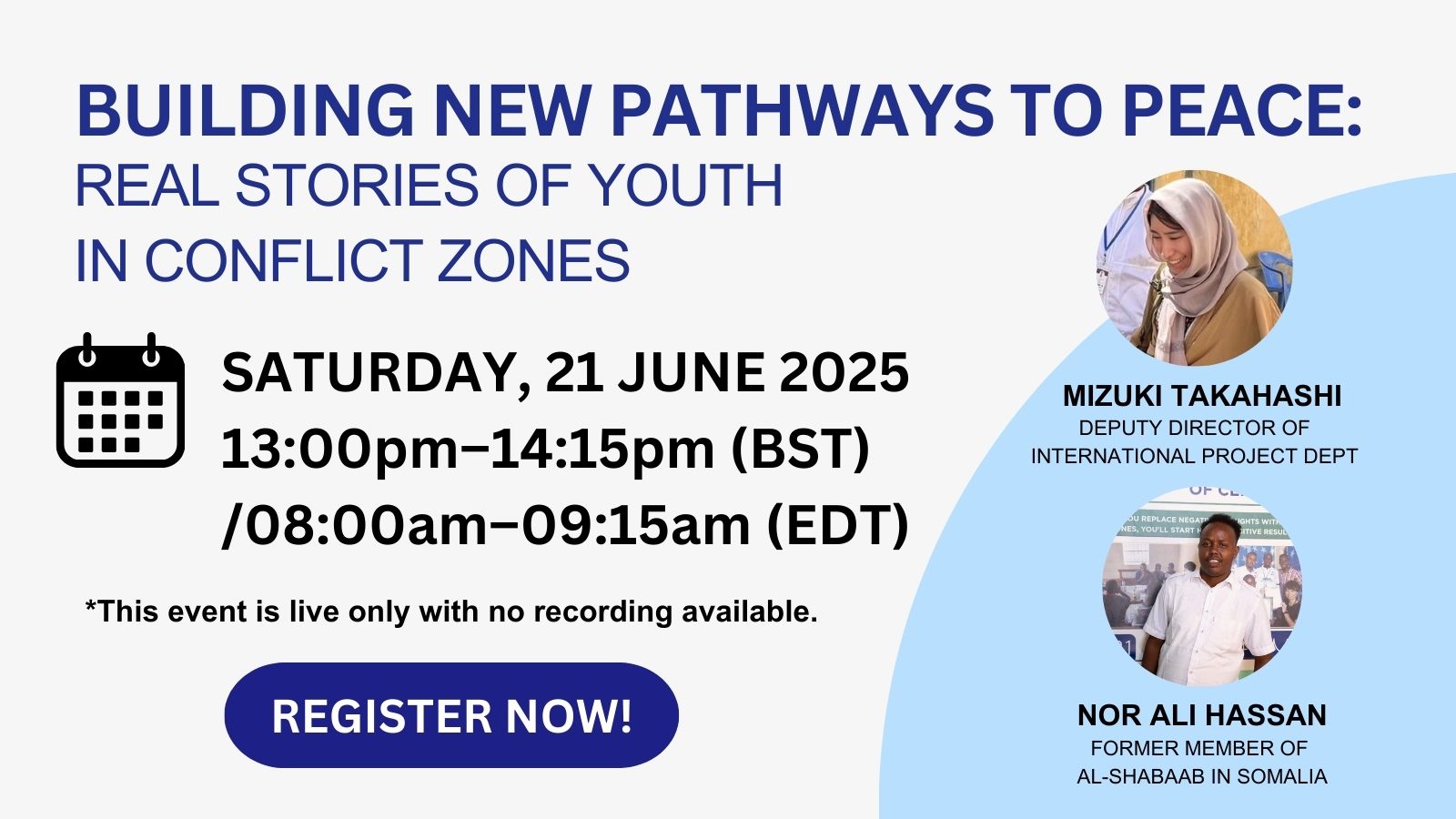 Building New Pathways to Peace: Real Stories of Youth in Conflict Zones ーOnline Eventー《Held on April 20》 #2